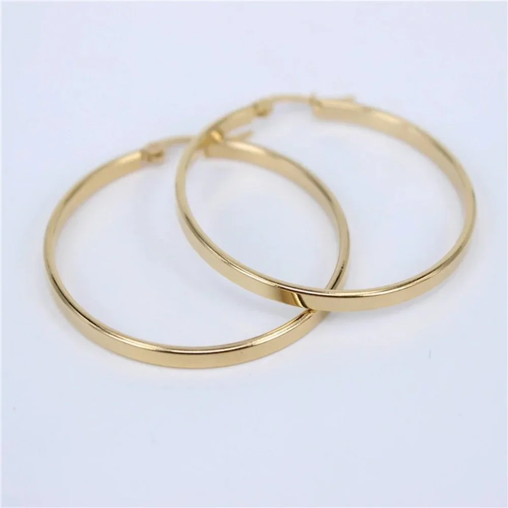 NEW 18K Yellow Gold 1.5'' Round Hoop Earrings 1